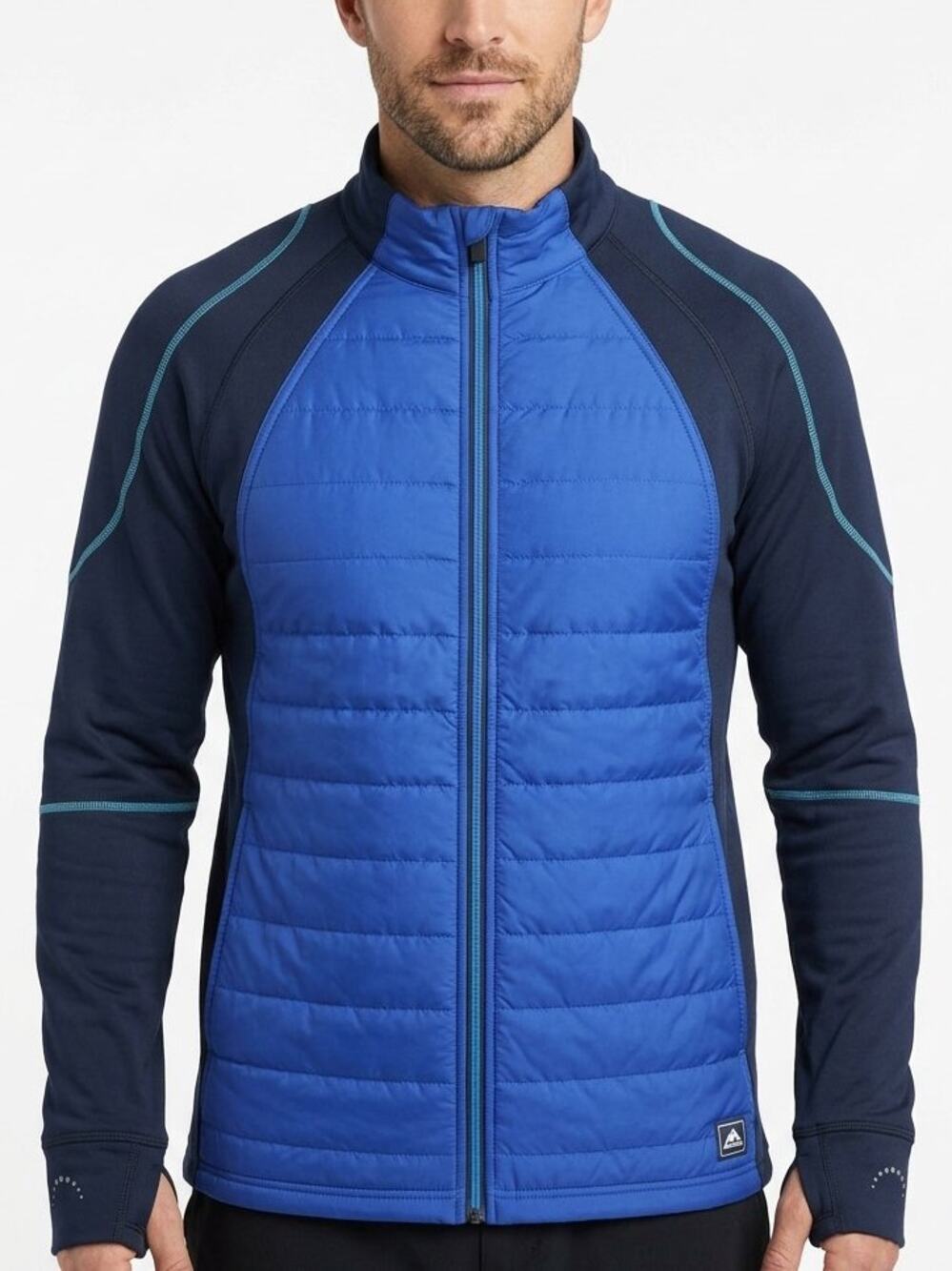 REI Co-op Blue & Navy Hybrid Quilted Full-Zip Athletic Jacket Large